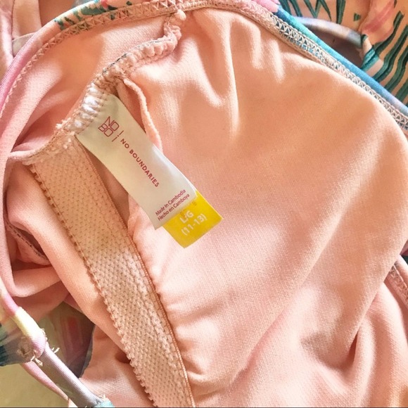 Pink Tropical Cut Out One Piece Swim Suit - Picture 4 of 6